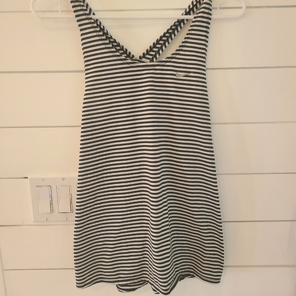 Nike Black and White Striped Tank Top